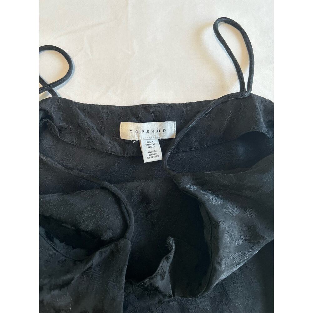 Topshop Leopard Print Jacquard Black Spaghetti Strap Mini Dress Slip Size 0 XS - Picture 10 of 12